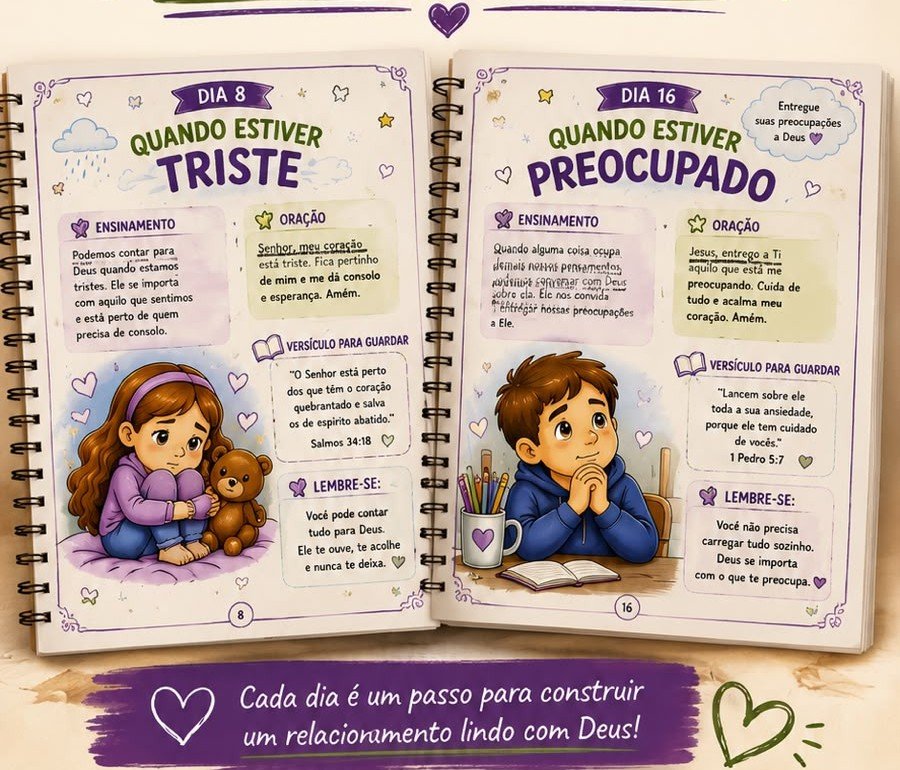 Páginas internas sobre tristeza e preocupação